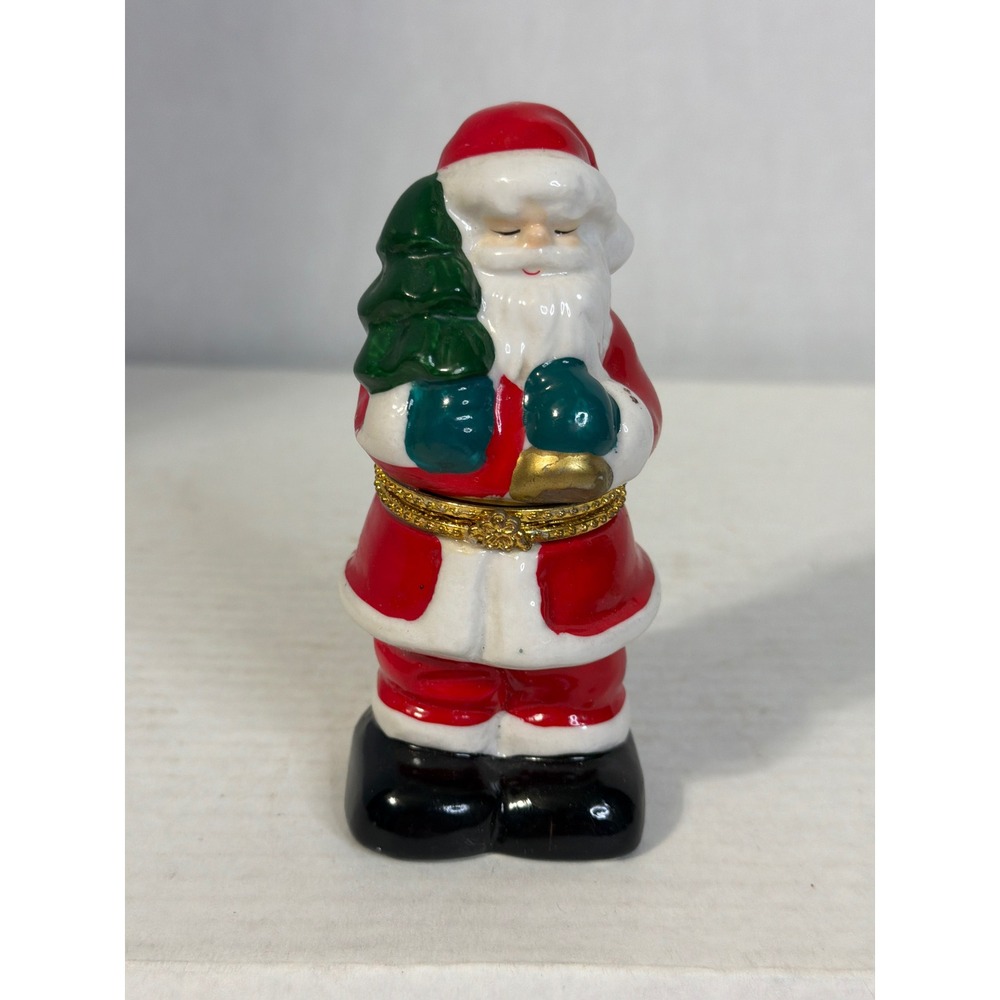 Ks Collection Ceramic Santa Claus Hinged Trinket Box Figurine Christmas Decor